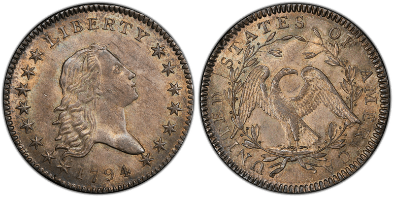 1794 Flowing Hair Half Dollar — the first half dollar struck by the United States Mint